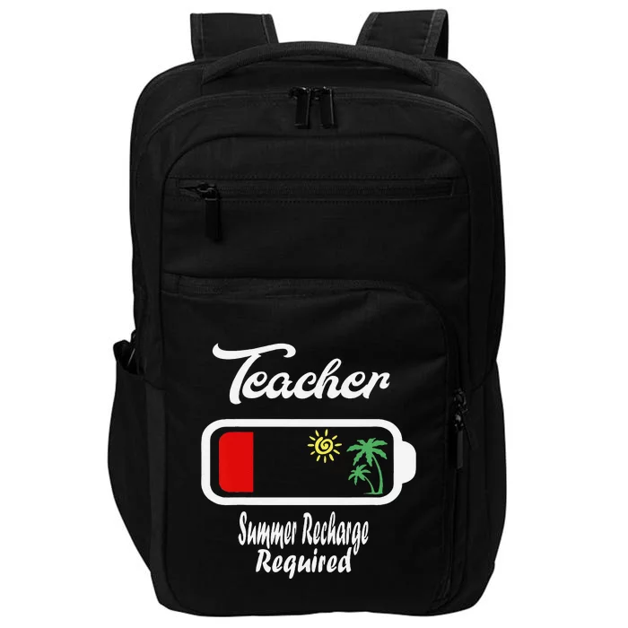 Teacher Summer Recharge Required Funny Last day of School Impact Tech Backpack