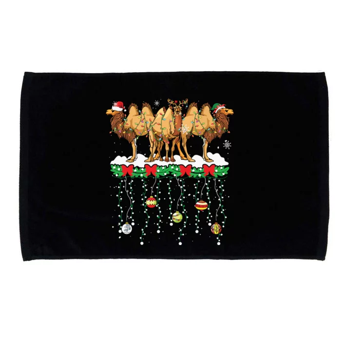 Three Santa Reindeer Elf Camels Christmas Farmer Family Microfiber Hand Towel