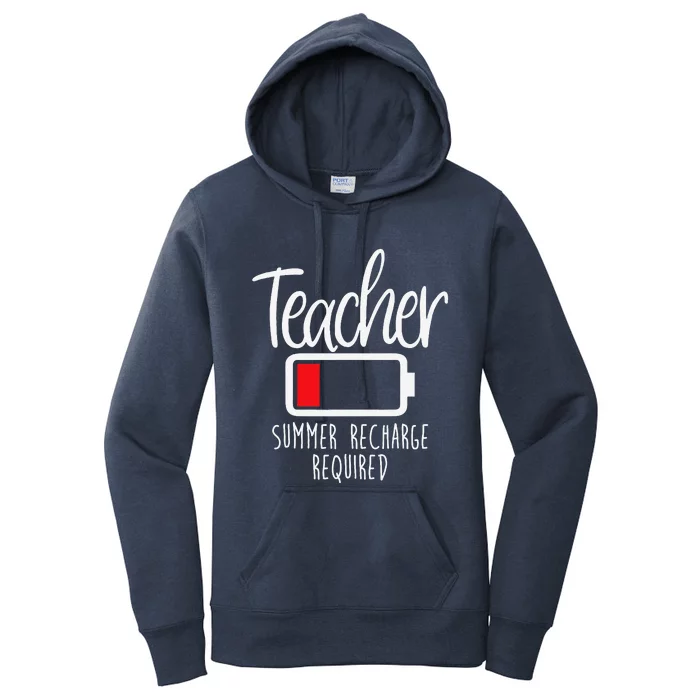 Teacher Summer Recharge Required Last Day School Women Funny Women's Pullover Hoodie