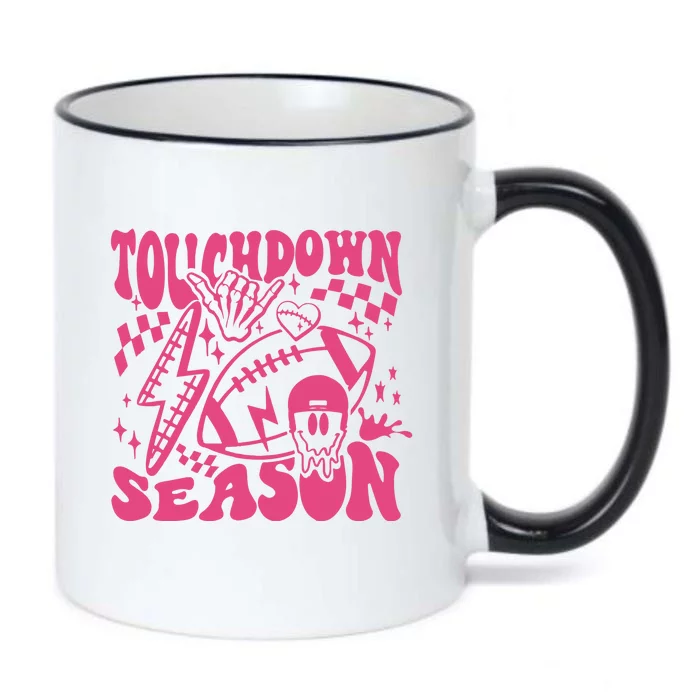 Touchdown Season Retro Football Funny Football Fan Png Game Day Black Color Changing Mug