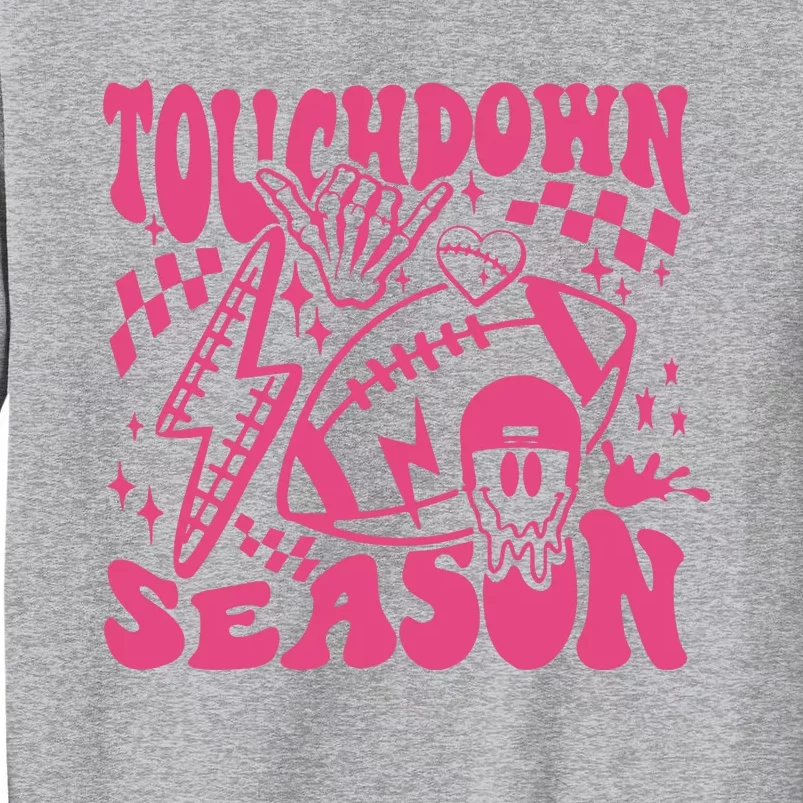 Touchdown Season Retro Football Funny Football Fan Png Game Day Tall Sweatshirt