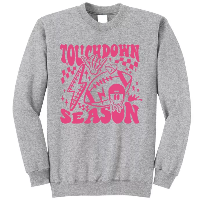 Touchdown Season Retro Football Funny Football Fan Png Game Day Tall Sweatshirt