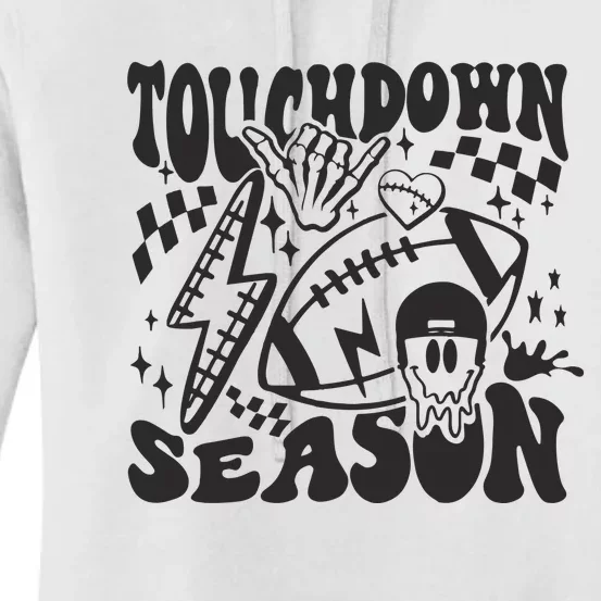 Touchdown Season Retro Football Funny Football Fan Game Day Women's Pullover Hoodie