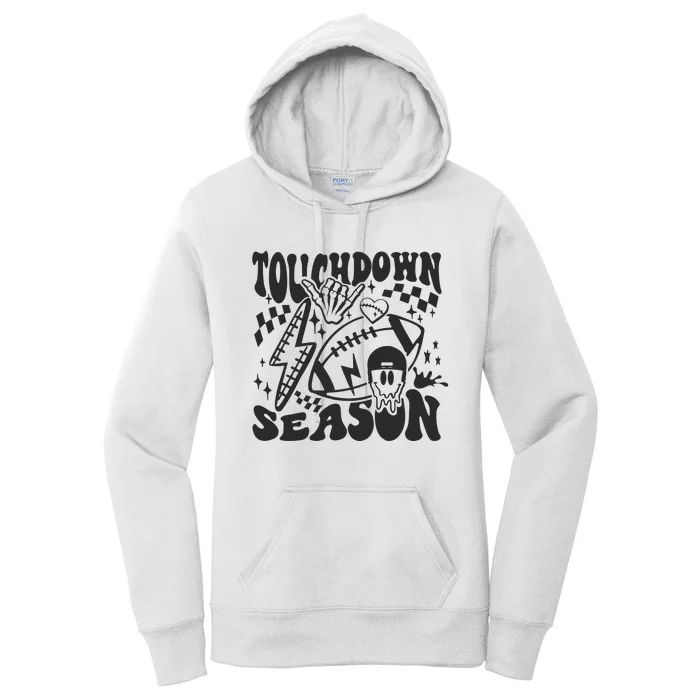 Touchdown Season Retro Football Funny Football Fan Game Day Women's Pullover Hoodie