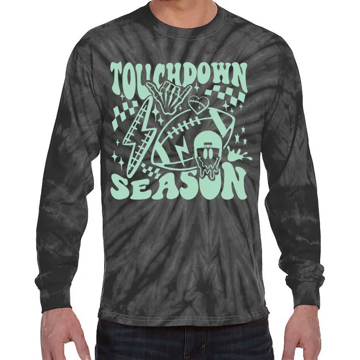 Touchdown Season Retro Football Funny Football Fan Game Day Tie-Dye Long Sleeve Shirt