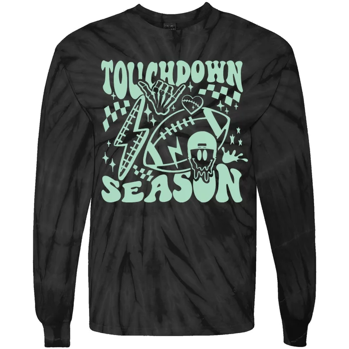 Touchdown Season Retro Football Funny Football Fan Game Day Tie-Dye Long Sleeve Shirt