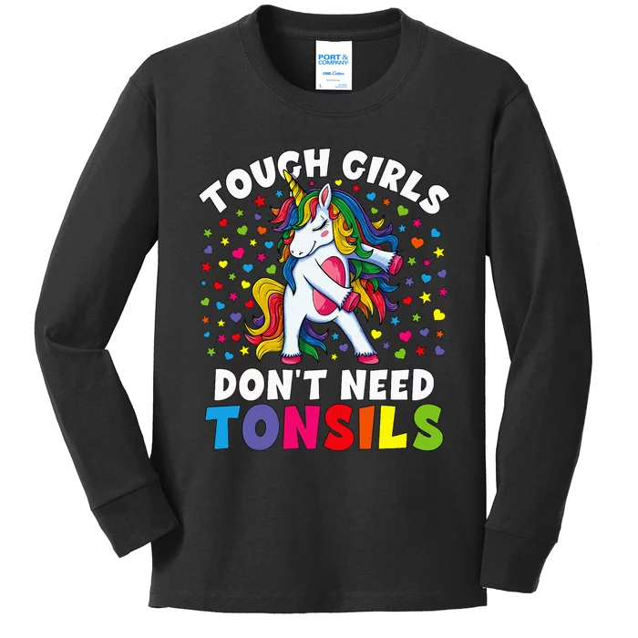 Tonsil Surgery Recovery Gift Unicorn Tonsil Removal Kids Long Sleeve Shirt