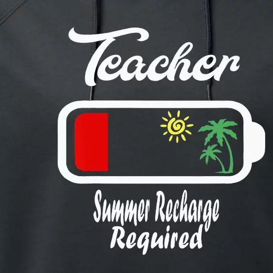 Teacher Summer Recharge Required Funny Last day of School Performance Fleece Hoodie