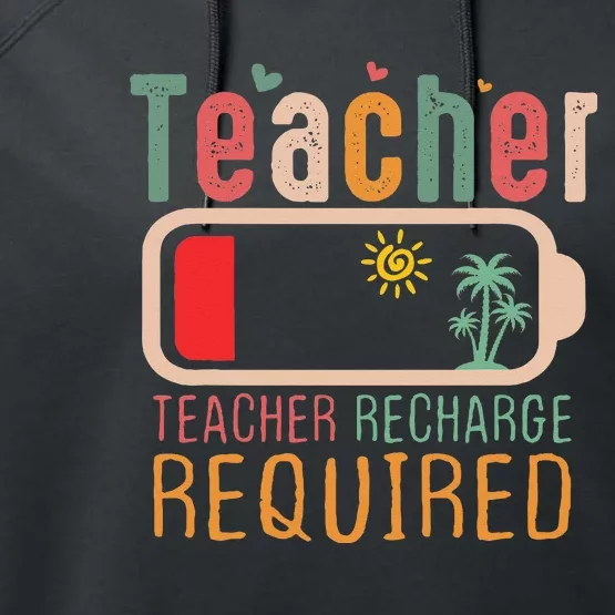 Teacher Summer Recharge Required Outfit Teacher Energy Funny Performance Fleece Hoodie