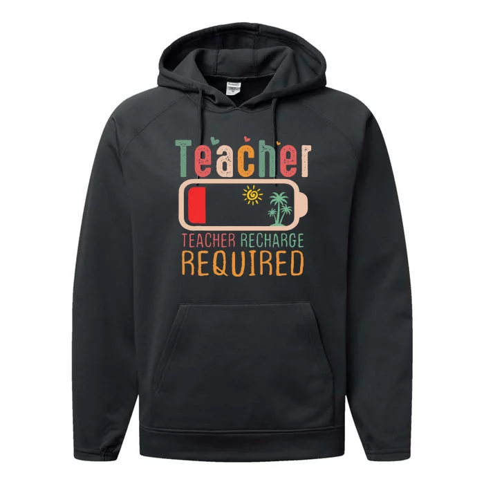 Teacher Summer Recharge Required Outfit Teacher Energy Funny Performance Fleece Hoodie