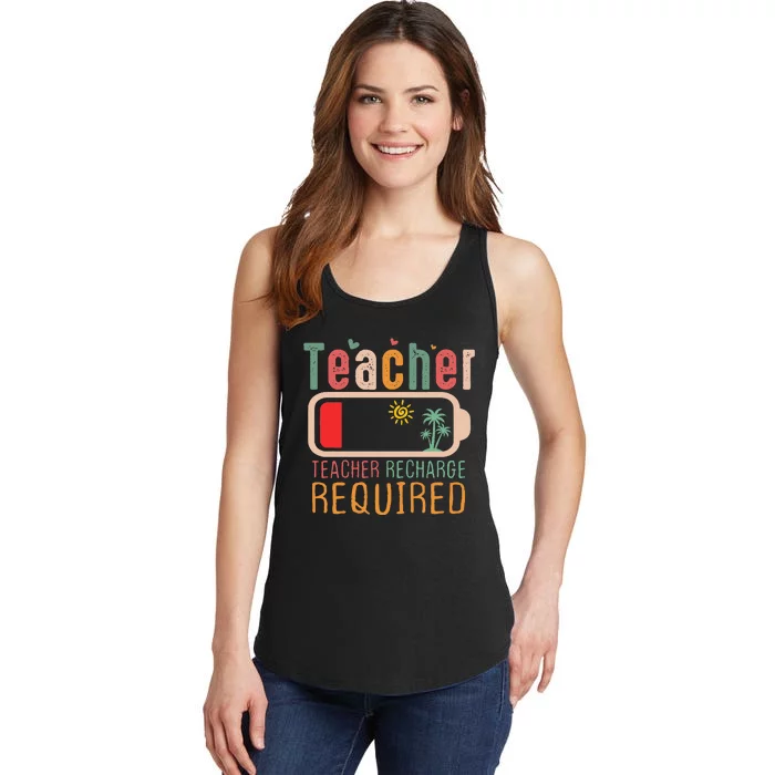 Teacher Summer Recharge Required Outfit Teacher Energy Funny Ladies Essential Tank