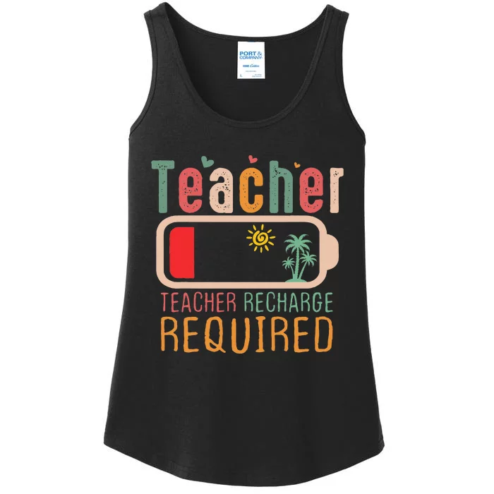 Teacher Summer Recharge Required Outfit Teacher Energy Funny Ladies Essential Tank