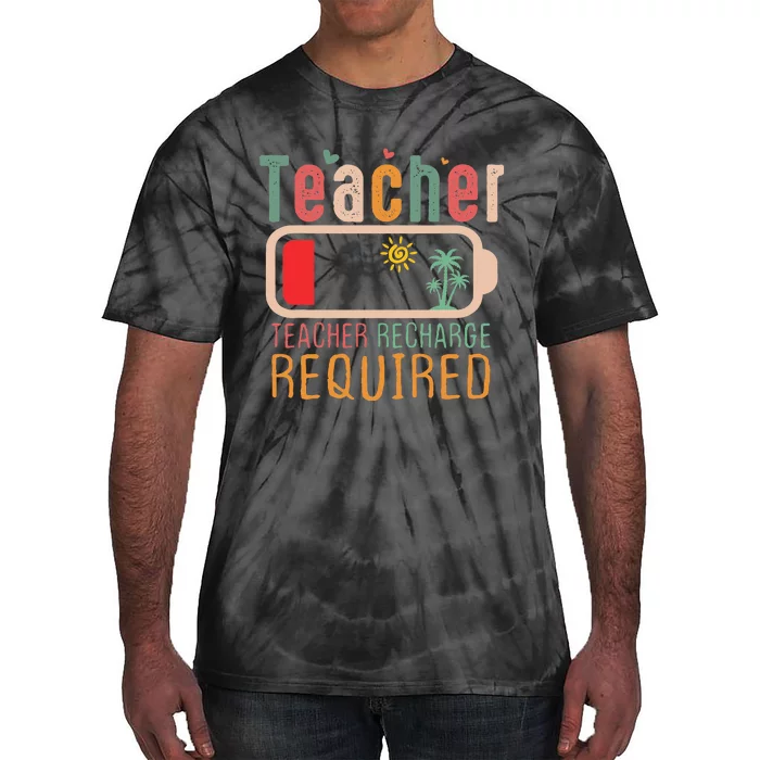 Teacher Summer Recharge Required Outfit Teacher Energy Funny Tie-Dye T-Shirt