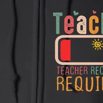 Teacher Summer Recharge Required Outfit Teacher Energy Funny Full Zip Hoodie