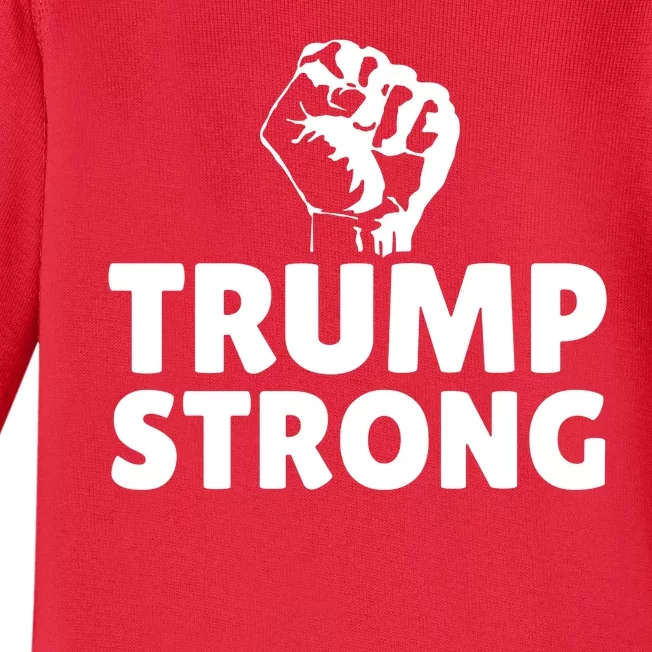 Trump Strong Rally Shooting Survivor Gun Shot Baby Long Sleeve Bodysuit