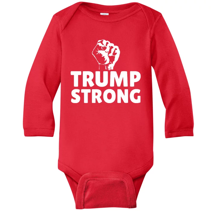 Trump Strong Rally Shooting Survivor Gun Shot Baby Long Sleeve Bodysuit