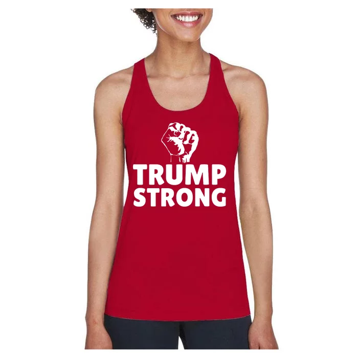 Trump Strong Rally Shooting Survivor Gun Shot Women's Racerback Tank