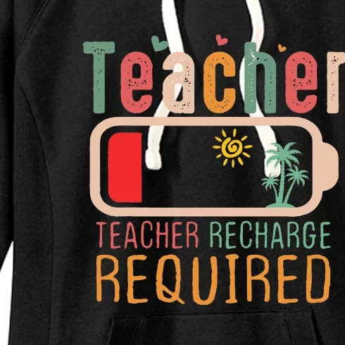 Teacher Summer Recharge Required Outfit Teacher Energy Funny Women's Fleece Hoodie