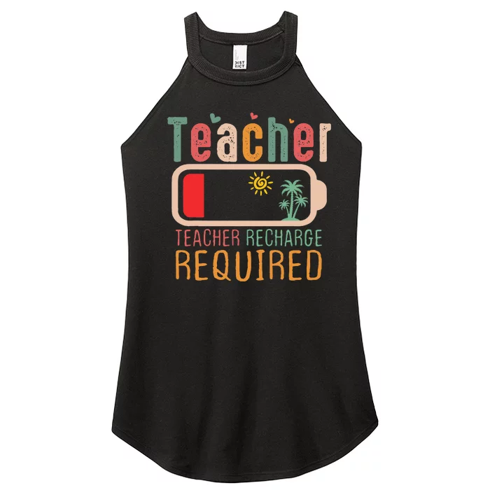 Teacher Summer Recharge Required Outfit Teacher Energy Funny Women’s Perfect Tri Rocker Tank