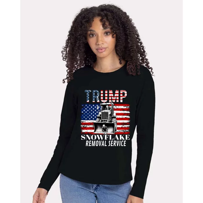 Trump Snowflake Removal Service Funny Donald Trump 2024 Womens Cotton Relaxed Long Sleeve T-Shirt