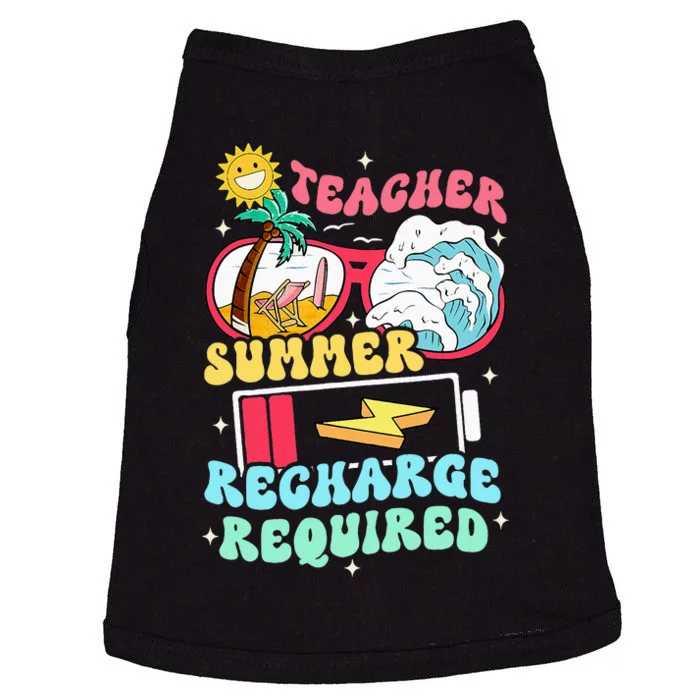 Teacher Summer Recharge Required Funny Teacher Energy Sun Doggie Tank