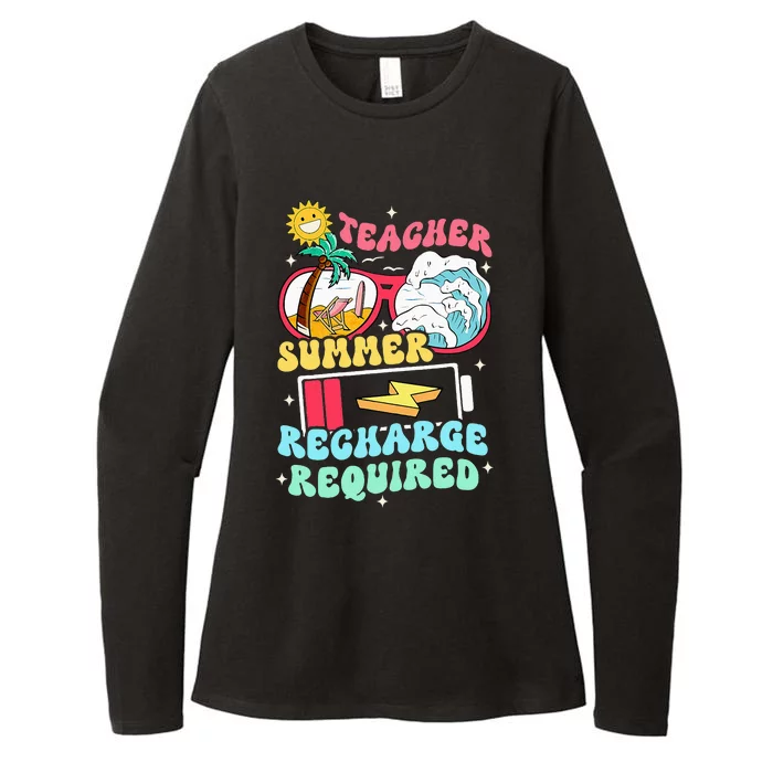 Teacher Summer Recharge Required Funny Teacher Energy Sun Womens CVC Long Sleeve Shirt