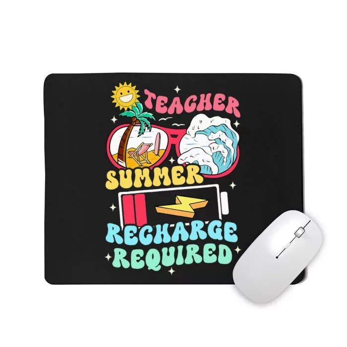 Teacher Summer Recharge Required Funny Teacher Energy Sun Mousepad