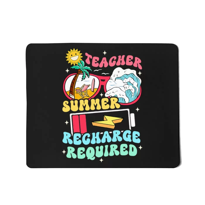 Teacher Summer Recharge Required Funny Teacher Energy Sun Mousepad