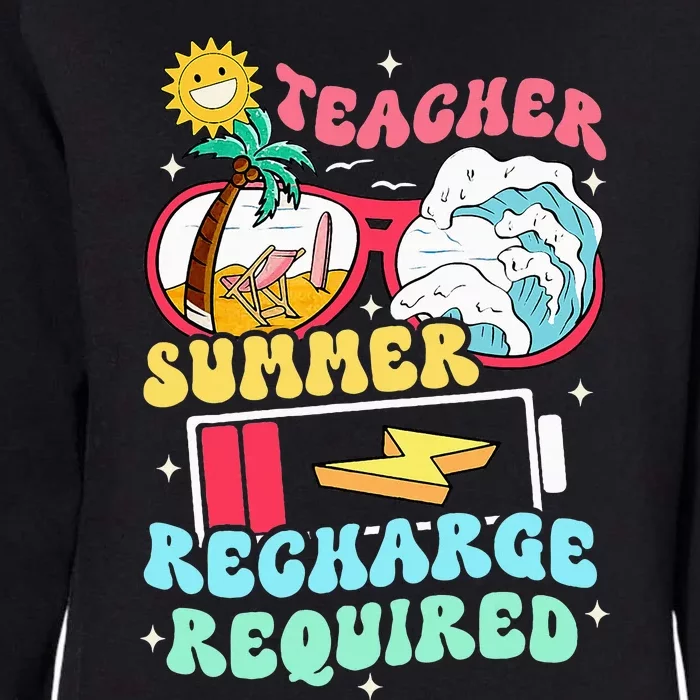 Teacher Summer Recharge Required Funny Teacher Energy Sun Womens California Wash Sweatshirt