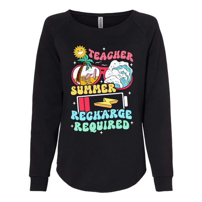 Teacher Summer Recharge Required Funny Teacher Energy Sun Womens California Wash Sweatshirt