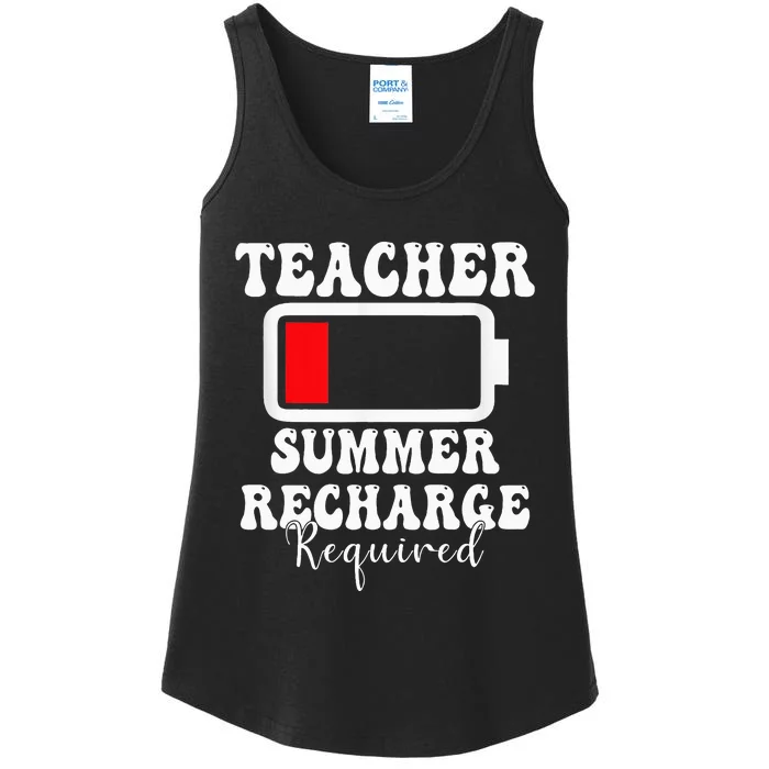 Teacher Summer Recharge Required Last Day Of School Ladies Essential Tank