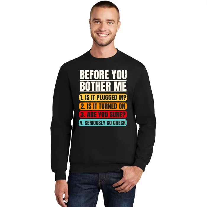 Tech Support Retro Vintage Help Desk It Call Center Tall Sweatshirt