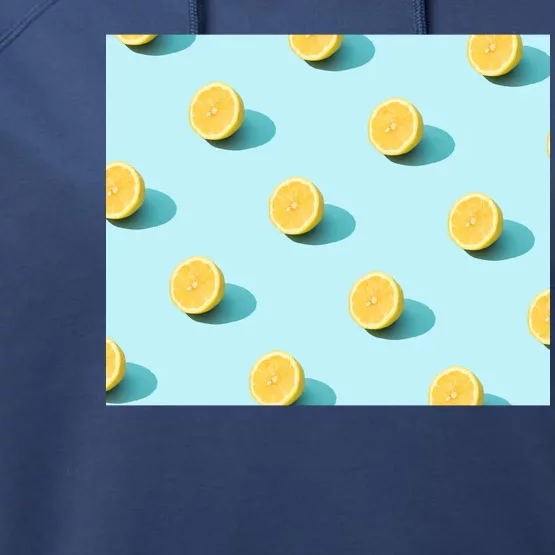 Trendy Sunlight Summer Pattern Lemons Performance Fleece Hoodie