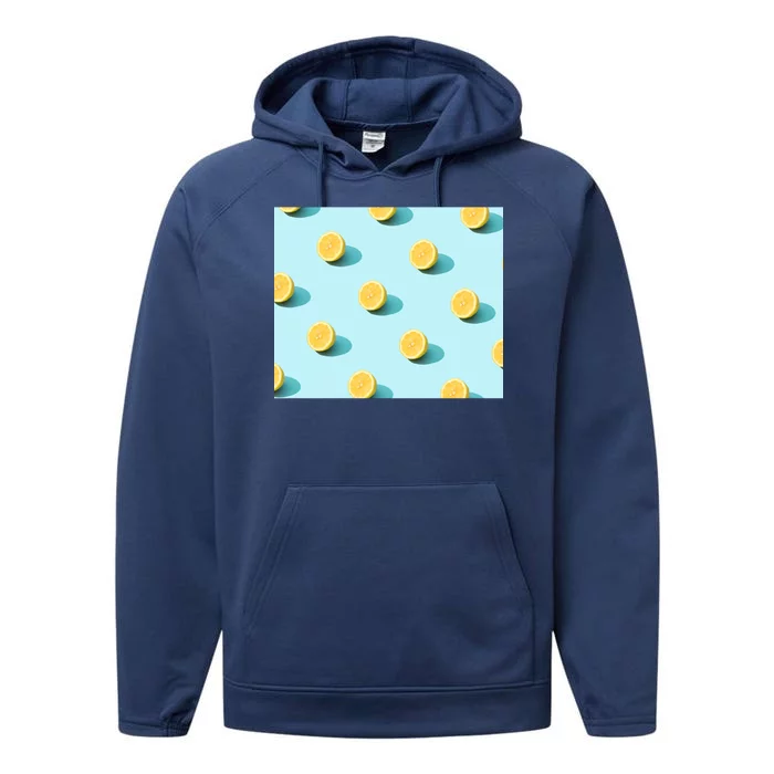 Trendy Sunlight Summer Pattern Lemons Performance Fleece Hoodie