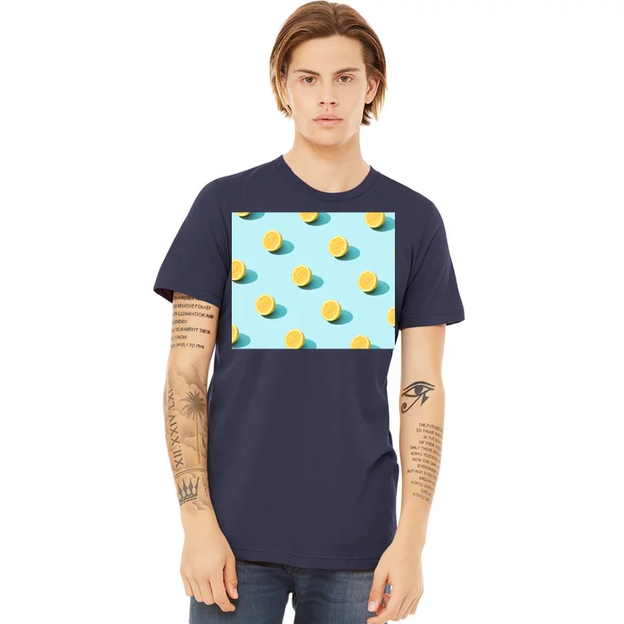 Trendy Sunlight Summer Pattern Lemons Premium T-Shirt