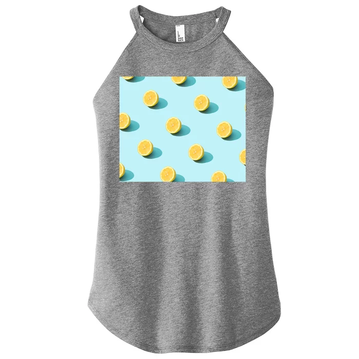 Trendy Sunlight Summer Pattern Lemons Women’s Perfect Tri Rocker Tank