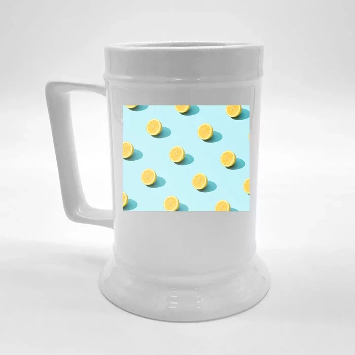 Trendy Sunlight Summer Pattern Lemons Front & Back Beer Stein