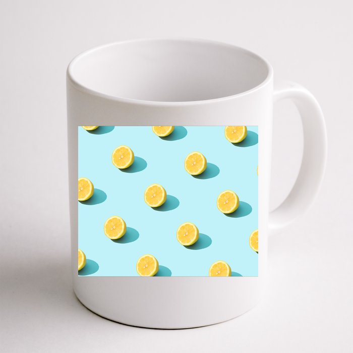 Trendy Sunlight Summer Pattern Lemons Front & Back Coffee Mug