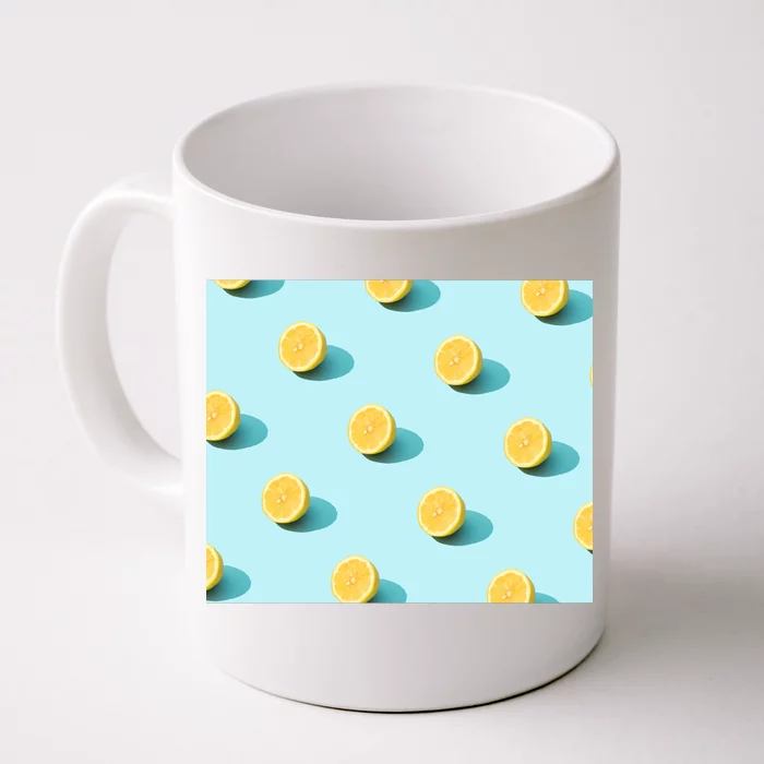 Trendy Sunlight Summer Pattern Lemons Front & Back Coffee Mug