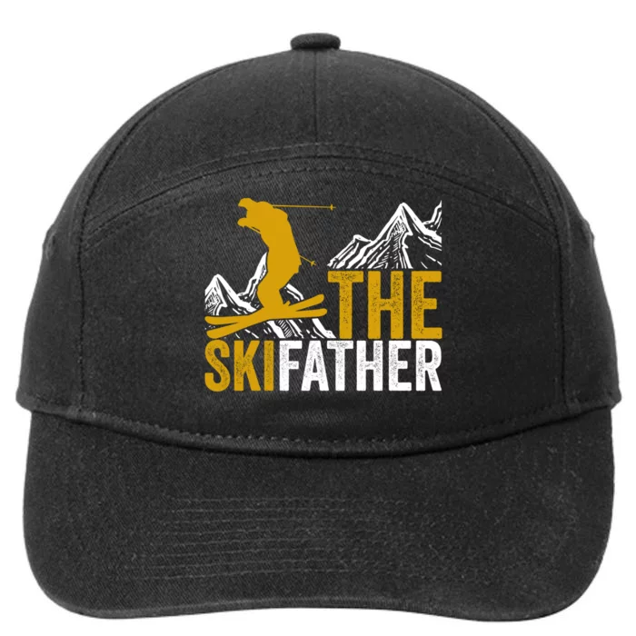 The Skifather Skiing Lover Gift For Skier 7-Panel Snapback Hat