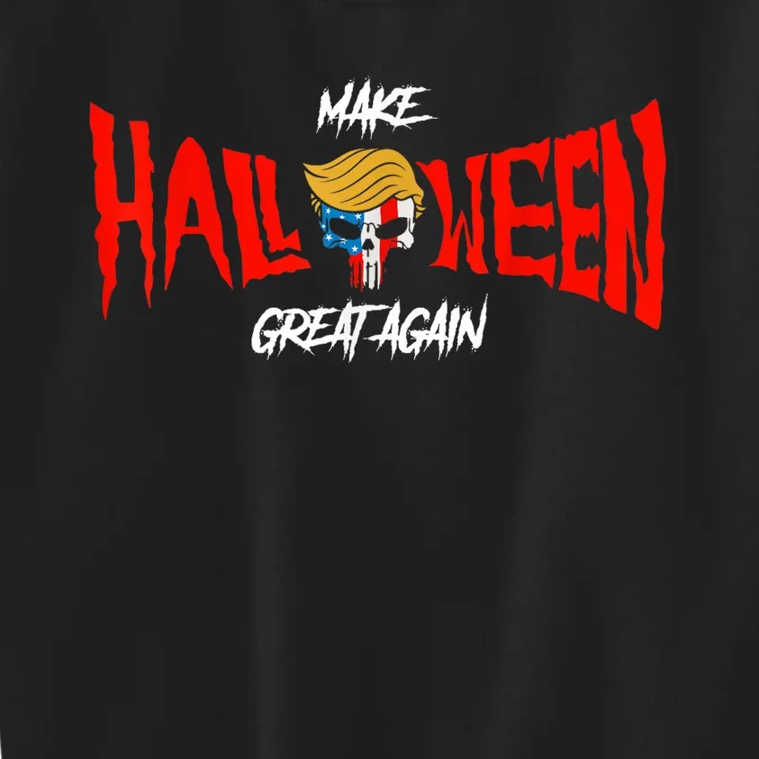 Trump Skull Skeleton Make Halloween Great Again Us Flag Kids Sweatshirt