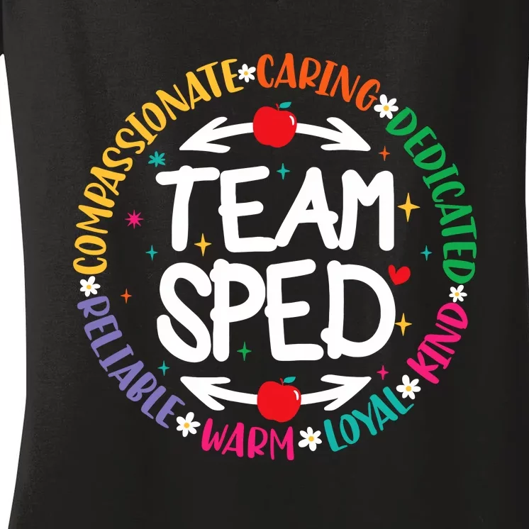 Team Sped Special Teacher Specialist School Caretaker Staff Women's V-Neck T-Shirt