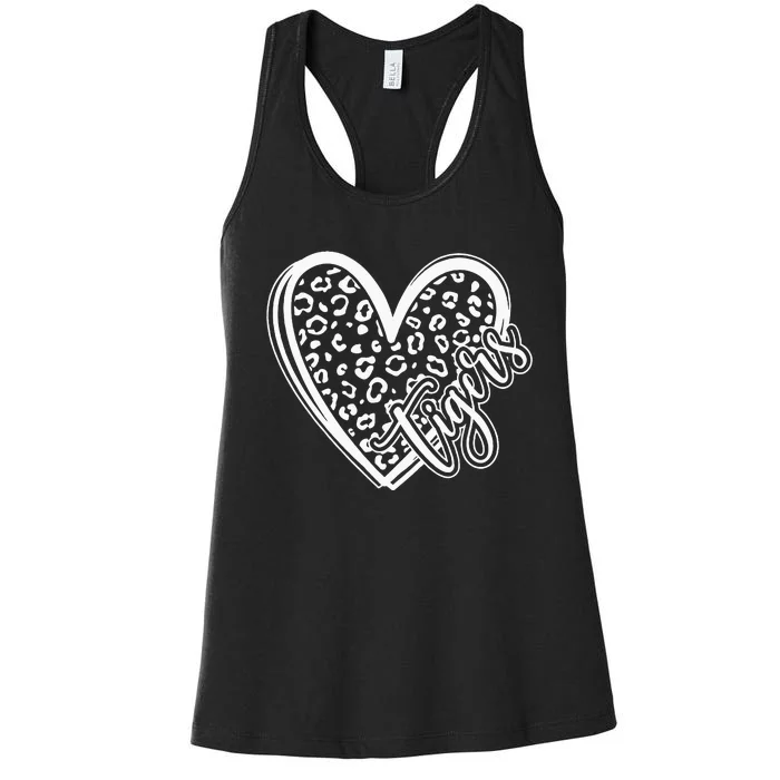 Tigers School Sports Fan Team Spirit Mascot Cute Heart Gift Women's Racerback Tank