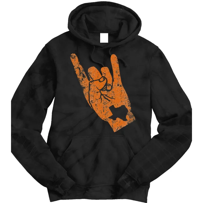 Texas State Silhouette Hook Em Hands Texan Pride Tie Dye Hoodie