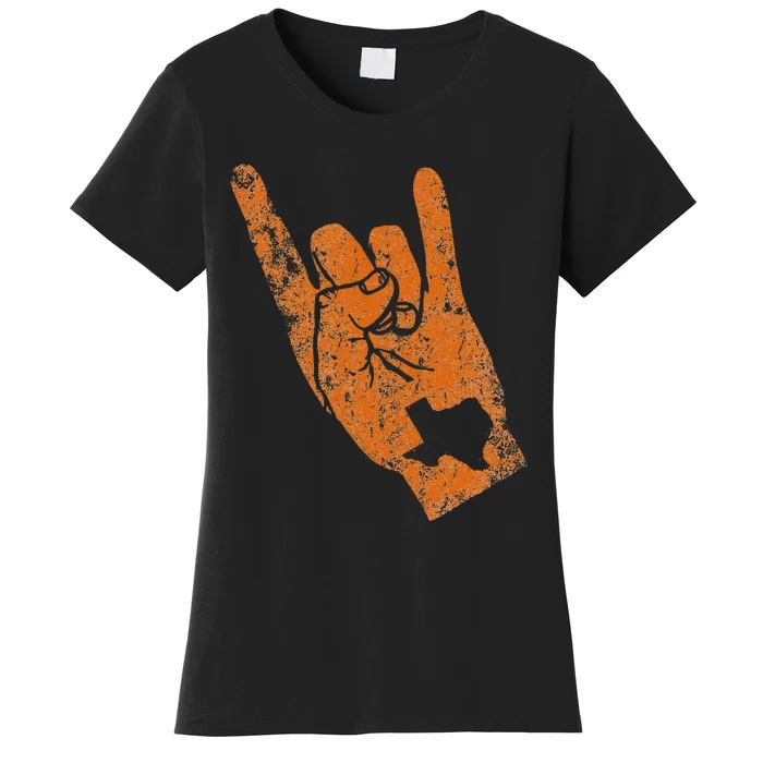 Texas State Silhouette Hook Em Hands Texan Pride Women's T-Shirt