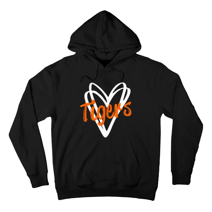 Tigers School Sports Fan Team Spirit Mascot Cute Heart Gift Hoodie