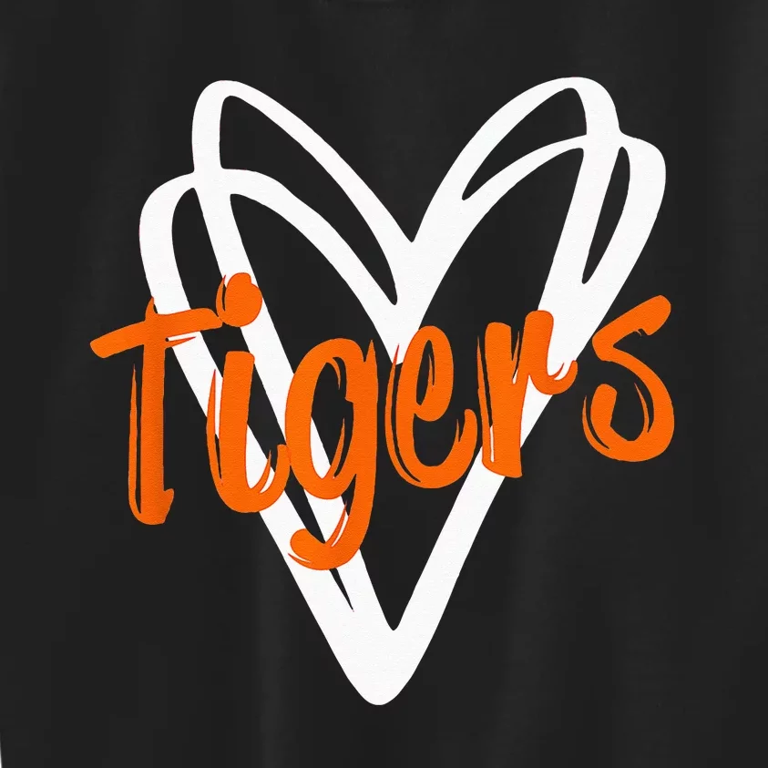 Tigers School Sports Fan Team Spirit Mascot Cute Heart Gift Kids Sweatshirt