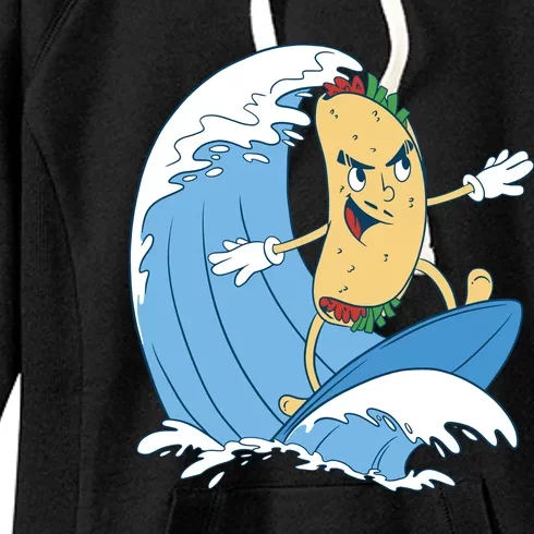 Taco Surfer Surfing Funny Women's Fleece Hoodie