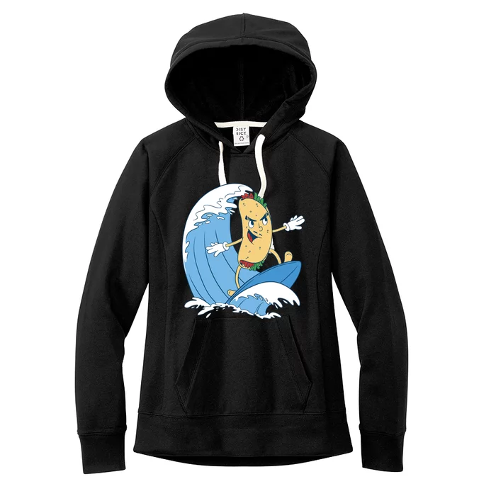 Taco Surfer Surfing Funny Women's Fleece Hoodie