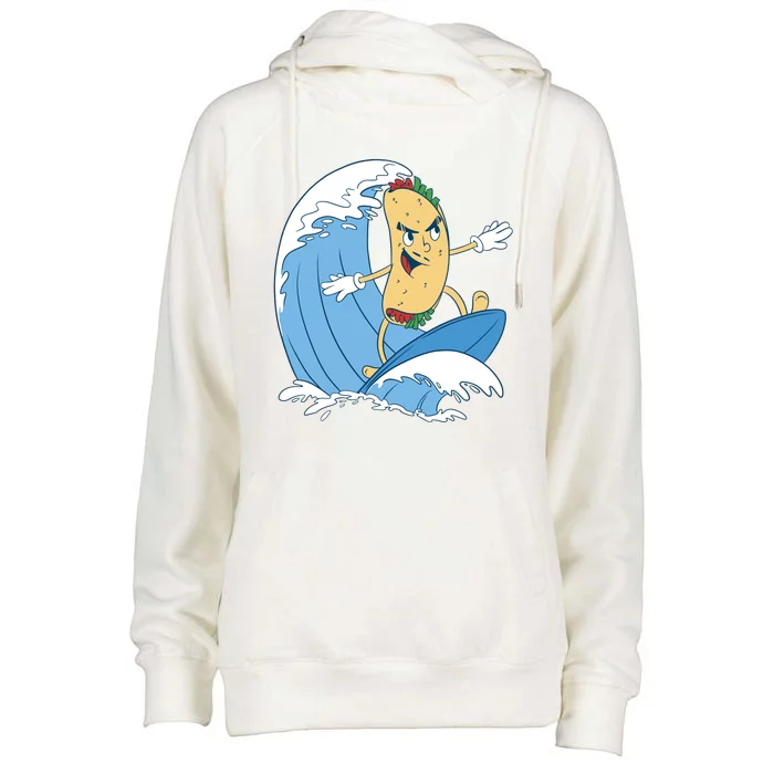 Taco Surfer Surfing Funny Womens Funnel Neck Pullover Hood